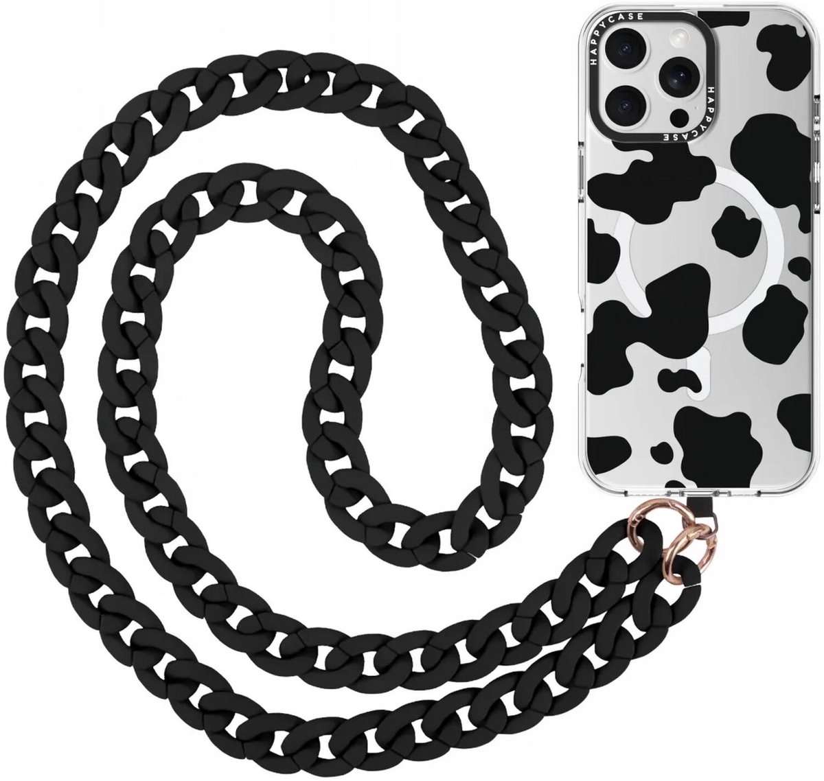 HappyCase Madeira Universele Crossbody Ketting Telefoonkoord (120CM) Zwart