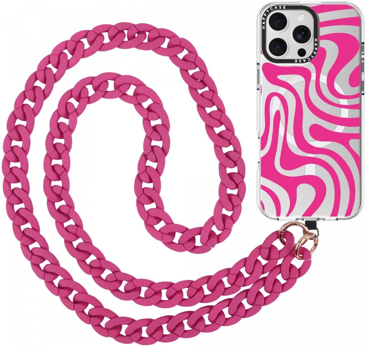 HappyCase Madeira Universele Crossbody Ketting Telefoonkoord (120CM) Roze