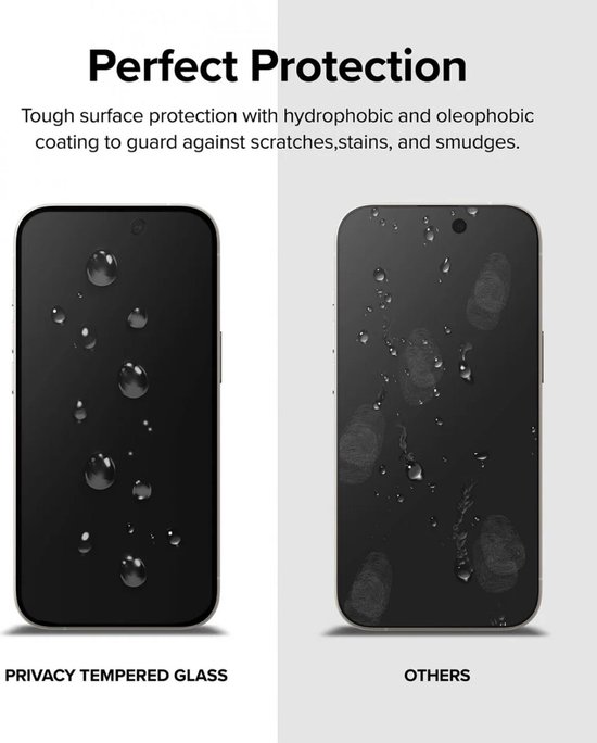 Ringke Apple iPhone 15 Plus Protecteur d'écran Confidentialité Tempered Glass 9H