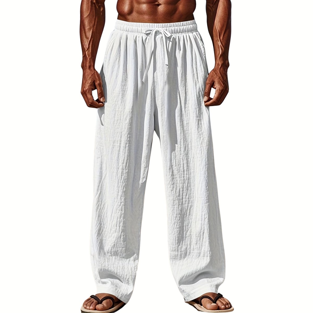 Currero Linnen Broek Heren - Zomerbroek - Volwassenen - Lange Broek - Pantalon - Strandbroek - Zomer - Ibiza Stijl - Wit M