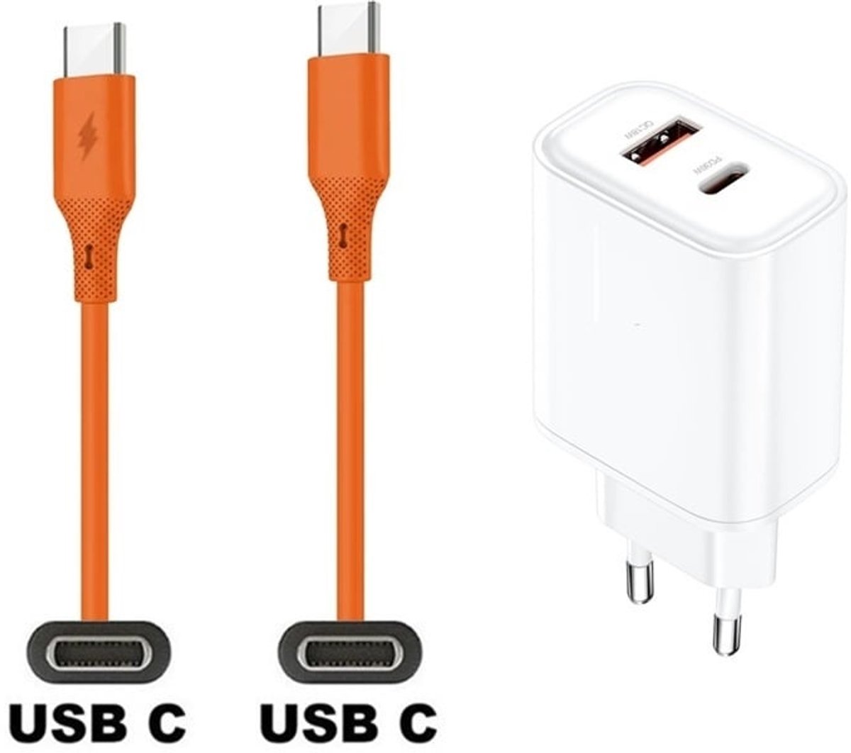 36W super snellader met 2 poorten + 1,0m USB C naar C kabel. Universele PD lader. Oplader adapter past op Kobo (Rakuten) eReader Elipsa, Elipsa 2E, Sage, Libra 2, Libra Colour, Clara 2E, Clara Colour, Clara BW - Kindle (Amazon) Scribe