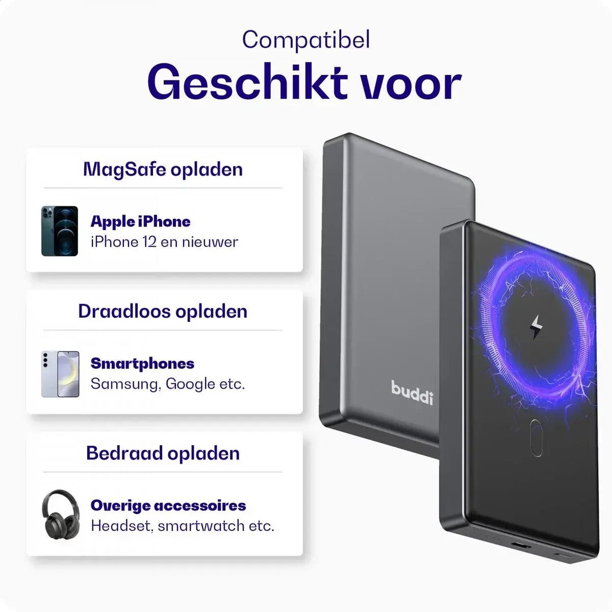 Buddi Connect Duo Pack 10.000mAh Magnetische Draadloze - afbeelding 3