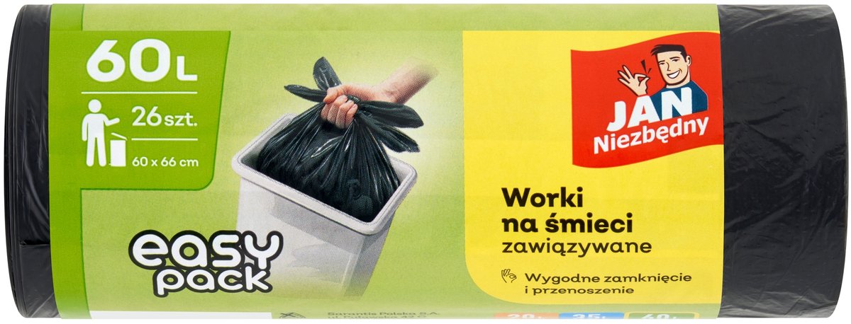 Jan Niezbędny Easy Pack - Afvalzakken - 60L - Zwart - 26 stuks
