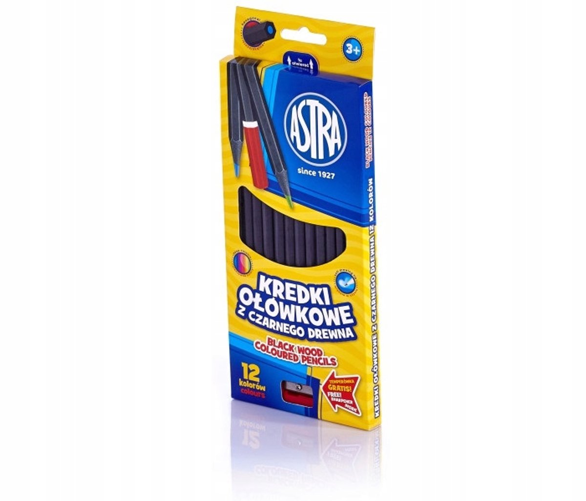 Astra Serie - Potloodkleurpotloden - 12 Stuks - Met Slijper - Zwart Hout