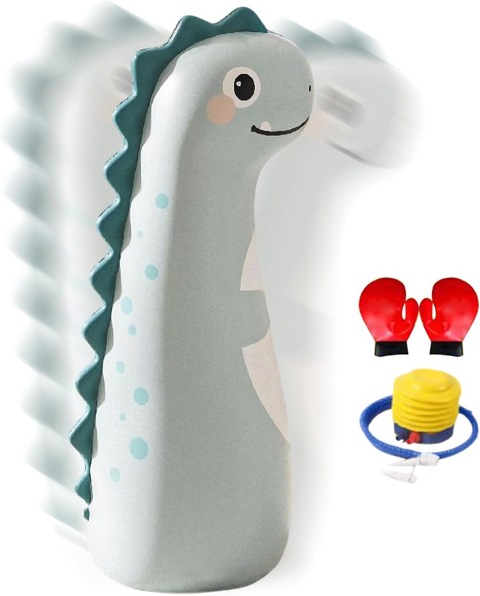 Kinder Bokszak - Opblaasbare Boksset - Actief Spelen - Stabiele Waterbasis - 42 x 120 cm - Dinosaurus