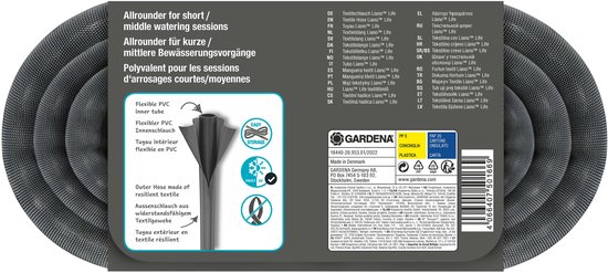 Grijze Gardena Liano Life textielselsang met duidelijke tekst en illustraties.