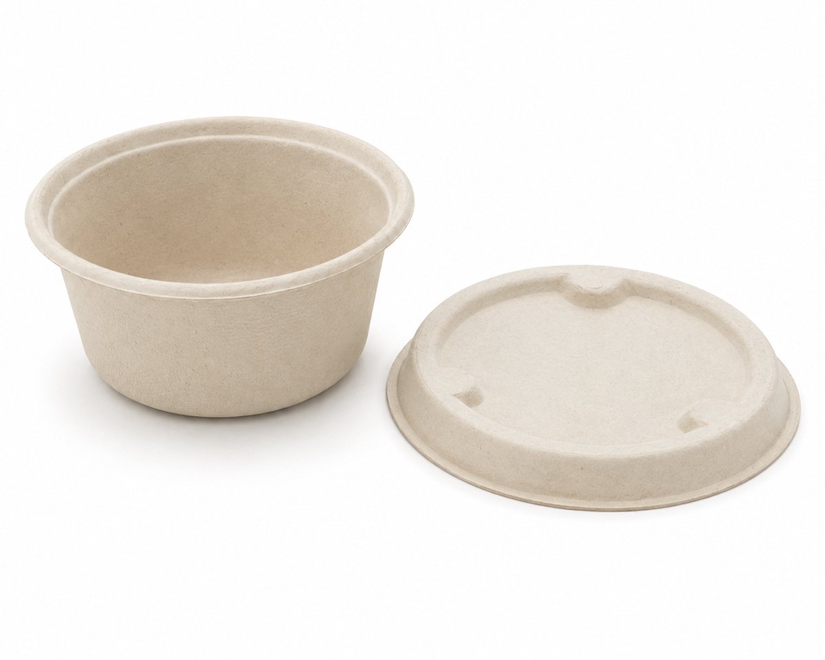 Sabert suikerriet sausbakje met deksel - 50 ml - rond sausbakje - 100 stuks
