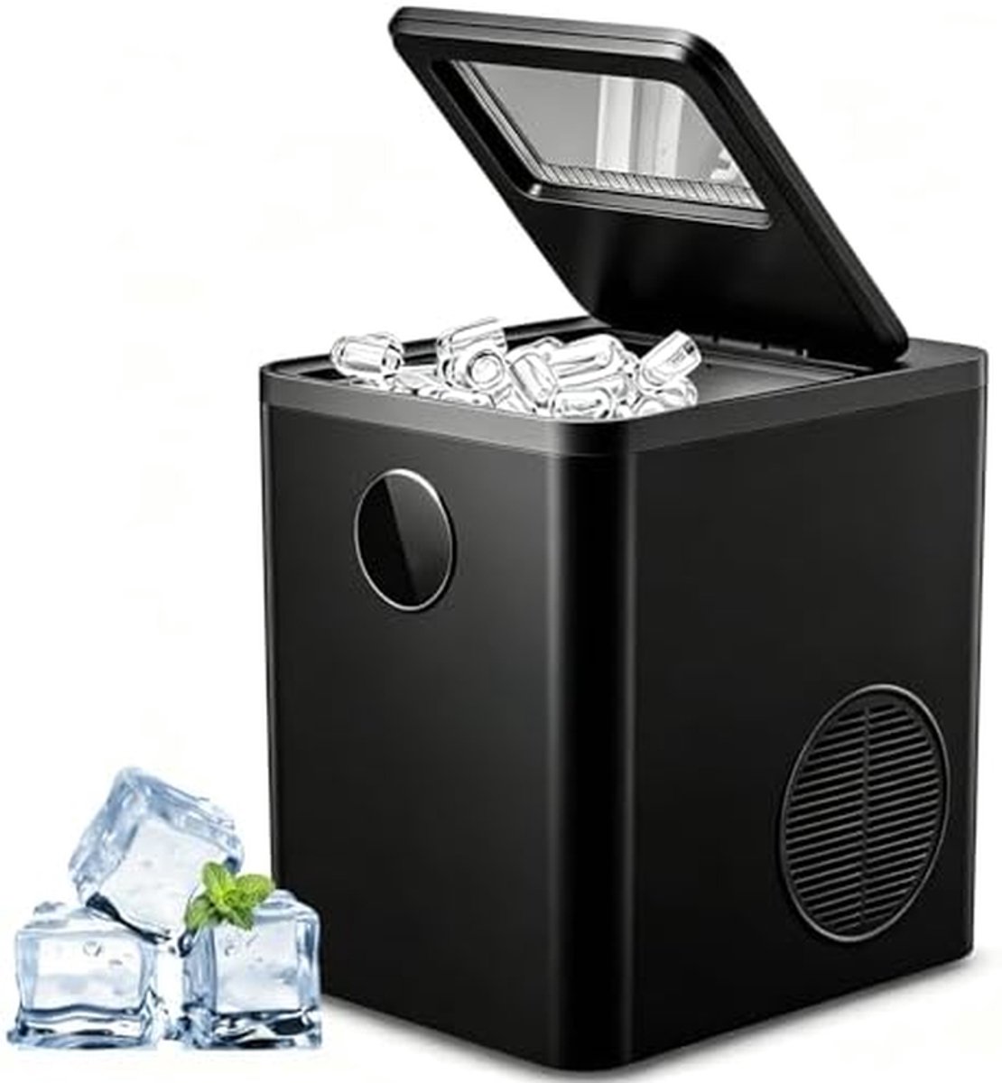 Draagbare IJsmachine - Aanrecht IJsmaker - Drankjes Koelen - Zelfreinigend - 12kg Dagelijks - Zwart