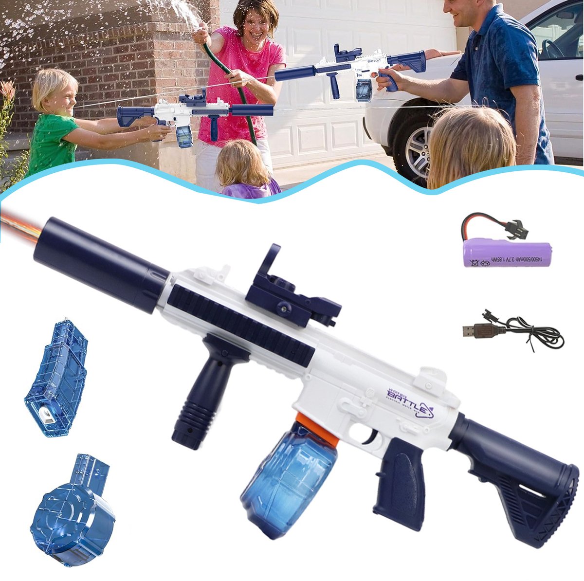 Elektrisch Waterpistool - Automatisch Waterpistool Met Grote Capaciteit - Waterpistool Met Lichteffect - Waterpistool Cadeau Voor Kinderen