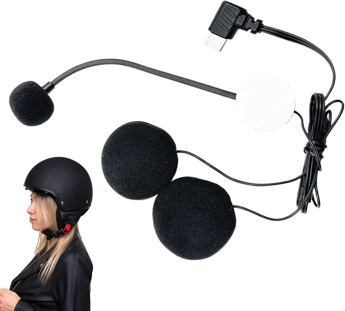 Motorhelm Speaker - Motorfiets Headset - Communicatie Onderweg - Adaptieve Ruisreductie - Type-C Aansluiting - Zwart