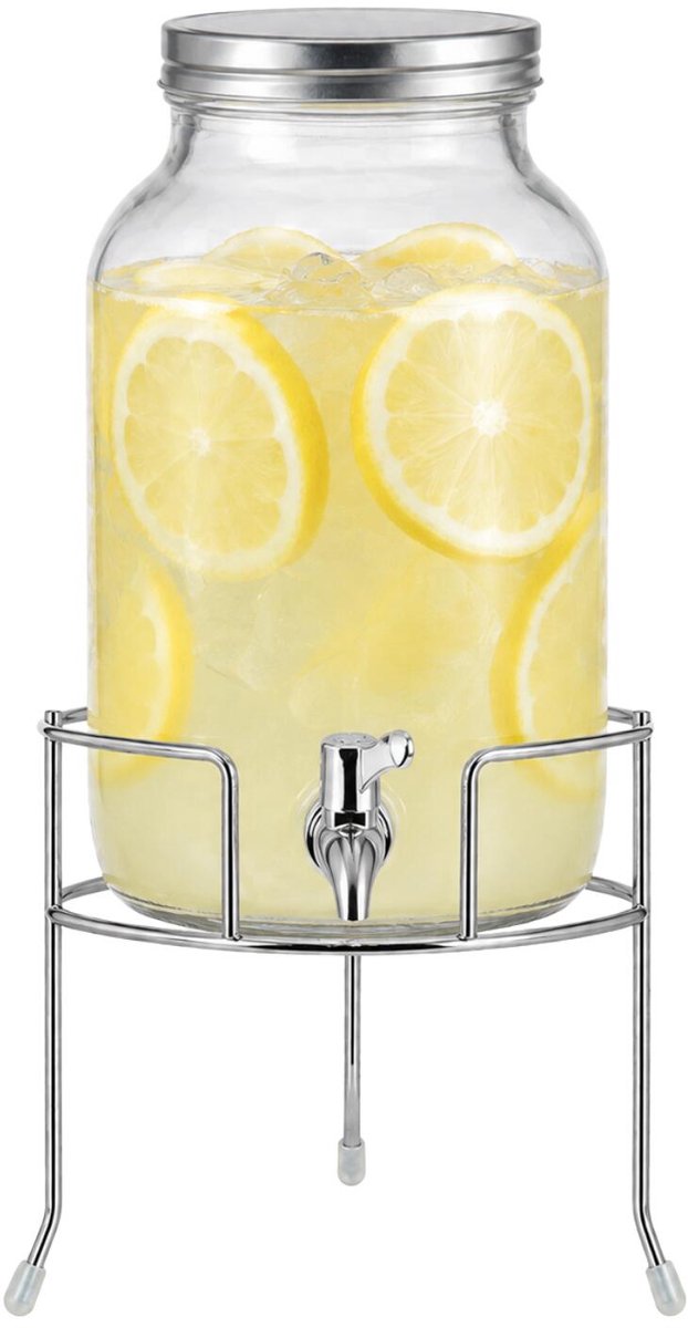 Alessandro water en drankdispenser - 5.5 liter - glas - limonade/sappen - op verhoger van metaal