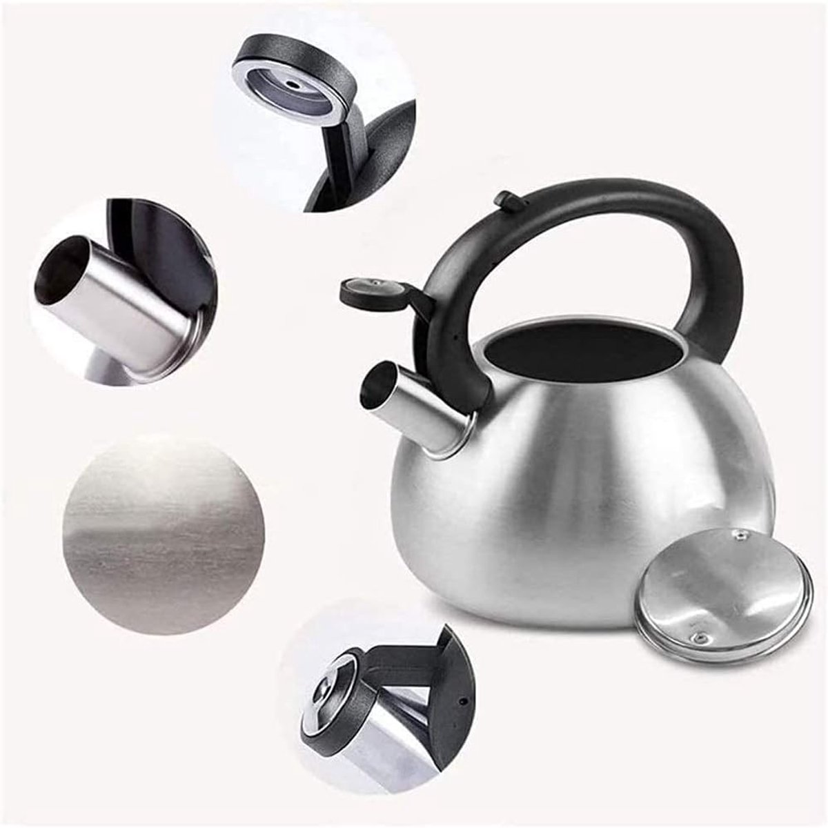 Waterkoker met Fluitje - Theeketel RVS - Water Koken - Geluidsignaal bij Kookpunt - 3.5 Liter - Geborsteld Staal