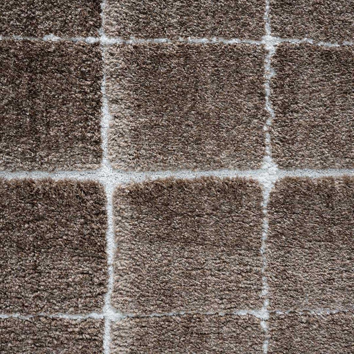 VT Wonen Blocks Vloerkleed - Warm Bruin - 80 x 240 cm