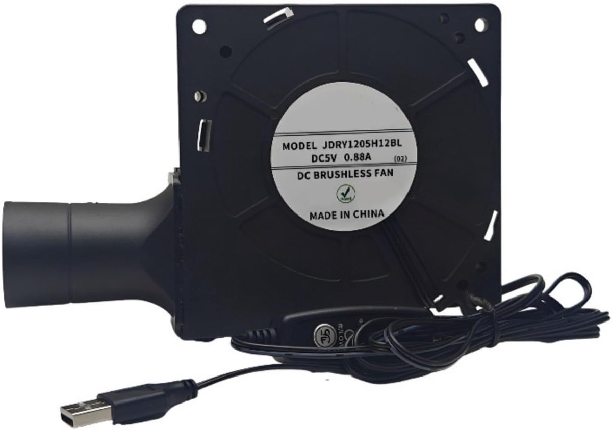 Centrifugaalblazer - USB Ventilator - Barbecue Aanmaken - Instelbare Luchtstroom - 180 mm - Zwart