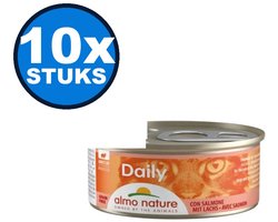 10x Almo Nature Daily Mousse - Zalm - Kattenvoer Natvoer - 85g