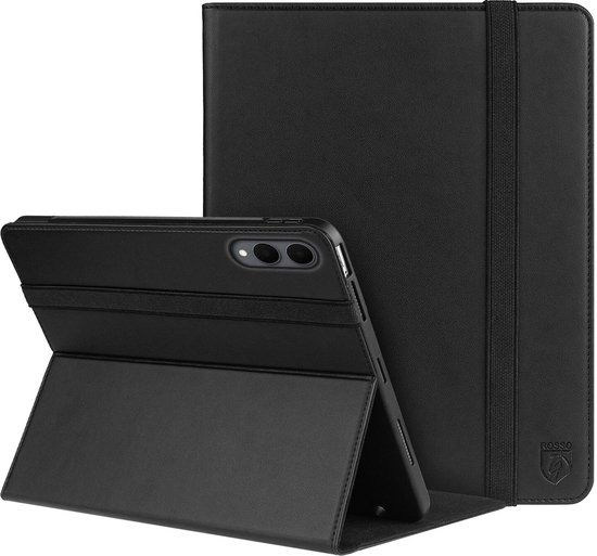 Rosso Element Hoes Geschikt voor Samsung Galaxy Tab S11 Ultra | Book Case | Volledige bescherming | Elastische band | Sleep/Wake functie | Met Penhouder | Verstelbare standaard | Zwart