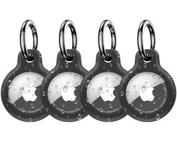 Waterdichte Sleutelhanger Geschikt voor Apple Airtag | Zwart 4-Pack | Ideaal voor huisdier, hond, kat, fiets, auto, sleutels, koffer, fatbike | Hoesje | Keychain | Houder | Sleutelhanger | Case