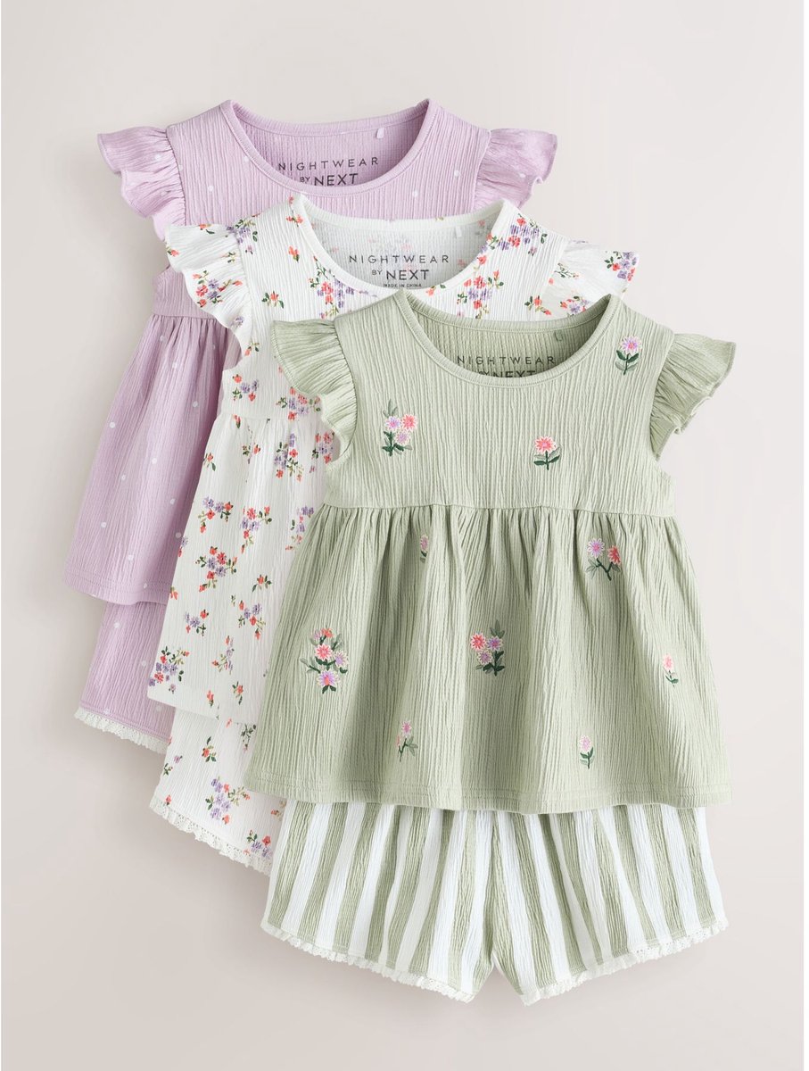 Next - Meisjes - Set van 3 korte knuffelpyjama's - Paars