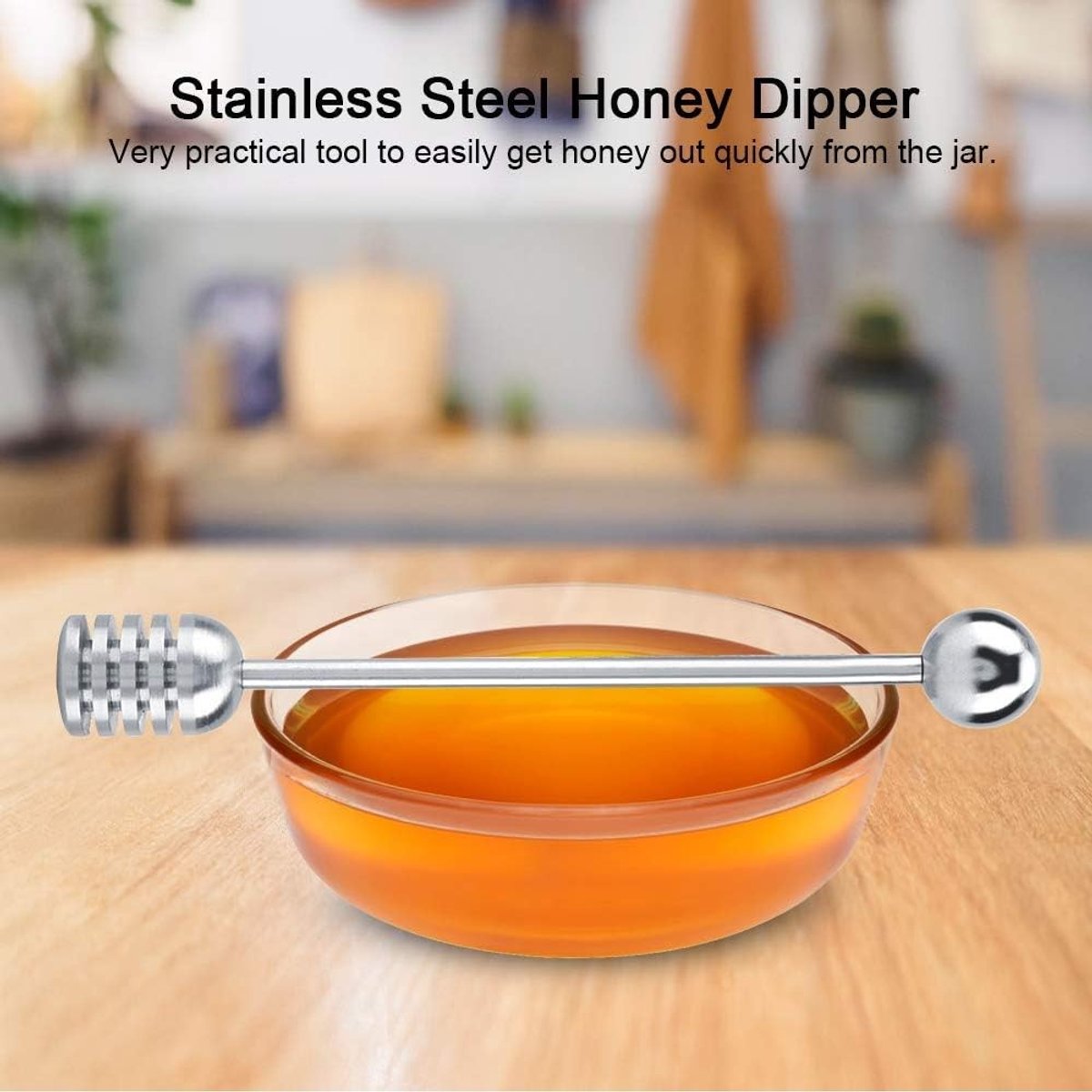 Honing dipper set van 2, roestvrij staal, ideaal voor honing, siroop en honingraat mengen, perfect voor thee en desserts