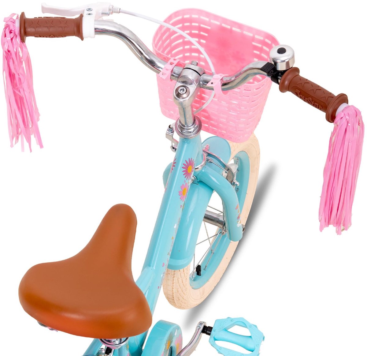 Kinderfiets 14 inch - prinsessenfiets met steunwielen - blauw - ideaal voor peuters - ShopVlot