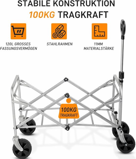CINK & Co® Opvouwbare Bolderkar - 100 kg - Terreinwielen - Grijs — afbeelding 5