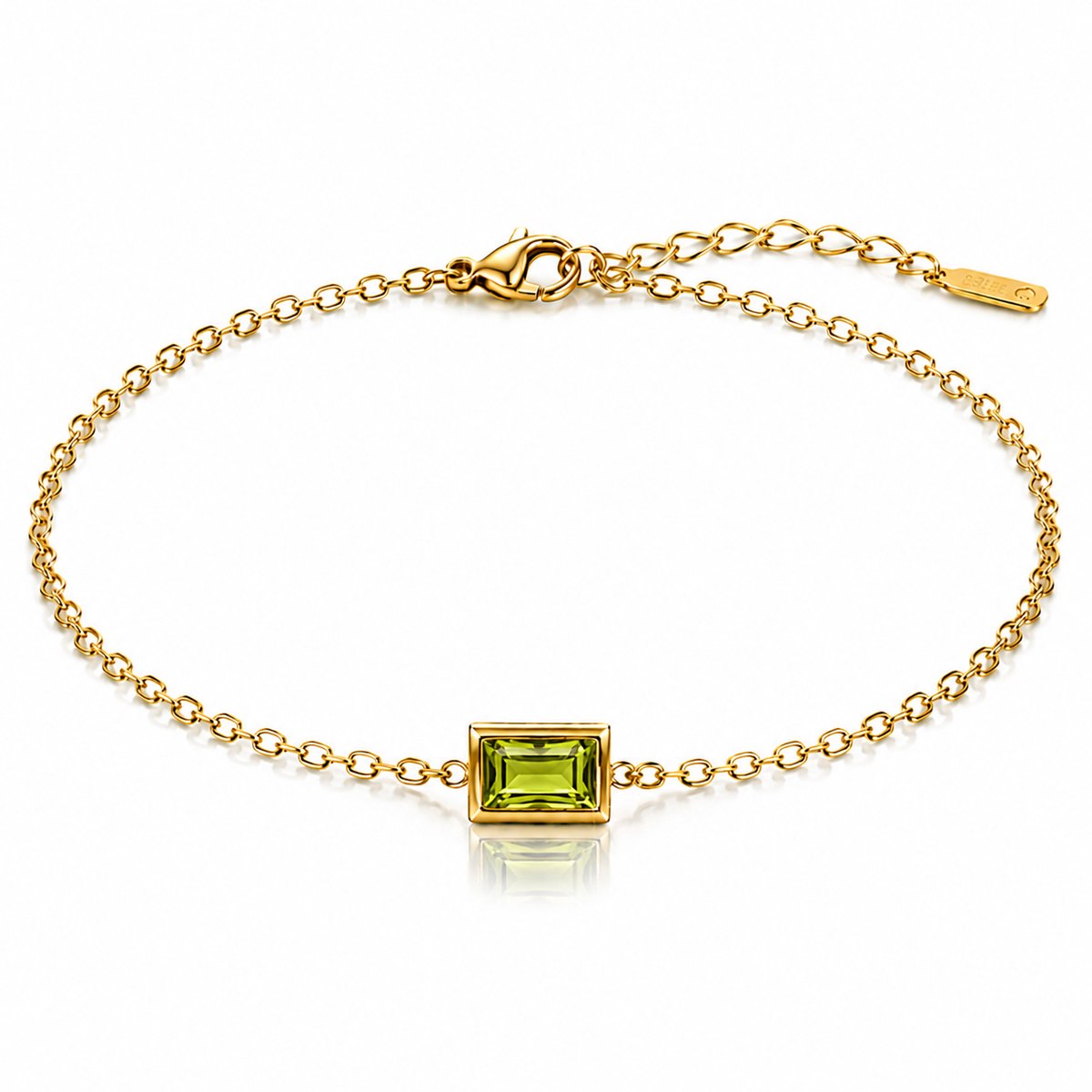 Maevi® Geboortesteen Armband - Maand: Augustus - Kleur: Goud - Hoge Kwaliteit - Armbandje - Geboorte Steen / Birth Stone Bracelet - Roestvrijstaal / RVS / Stainless Steel - Verkleurt Niet - Incl Luxe Verpakking - Cadeau - Geboortecadeau / Kraamcadeau