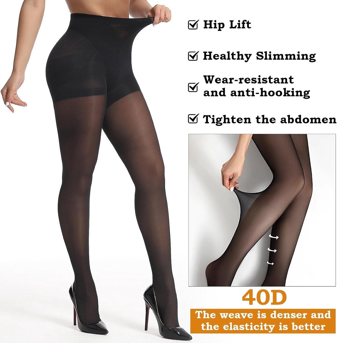 Elegante Compressiekousen voor Dames, 30 Denier, Hoog in de Taille, Comfortabele en Elastische Leggings voor Optimale Ondersteuning