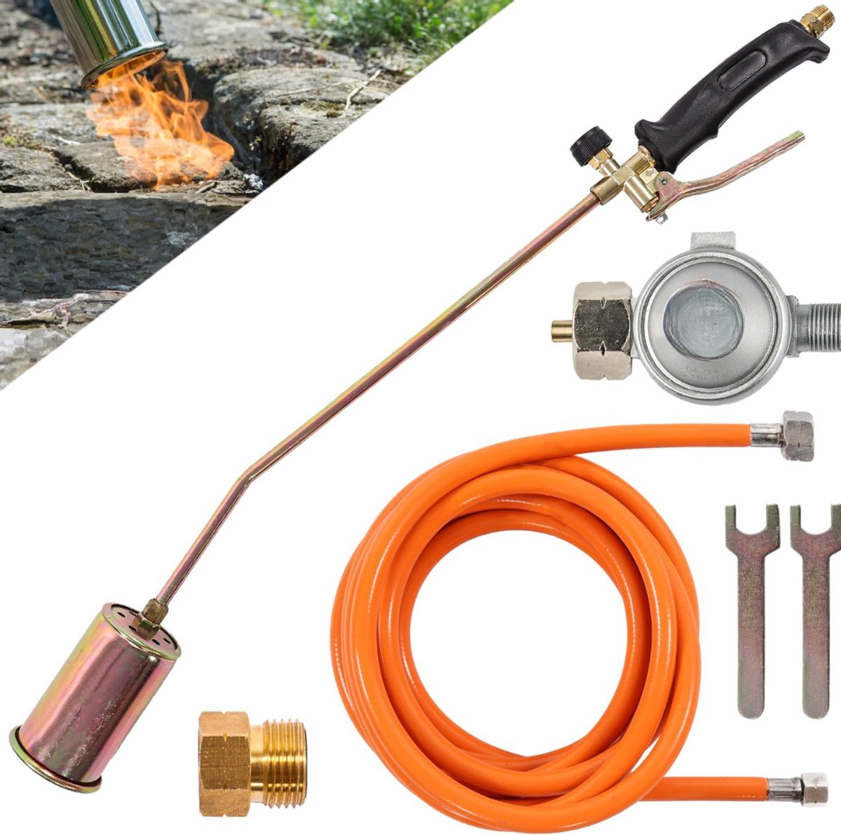 Lìon® Onkruidbrander - Onkruidbrander Gas - Onkruidverwijderaars - Zilver - 90cm x 25cm x 30cm\