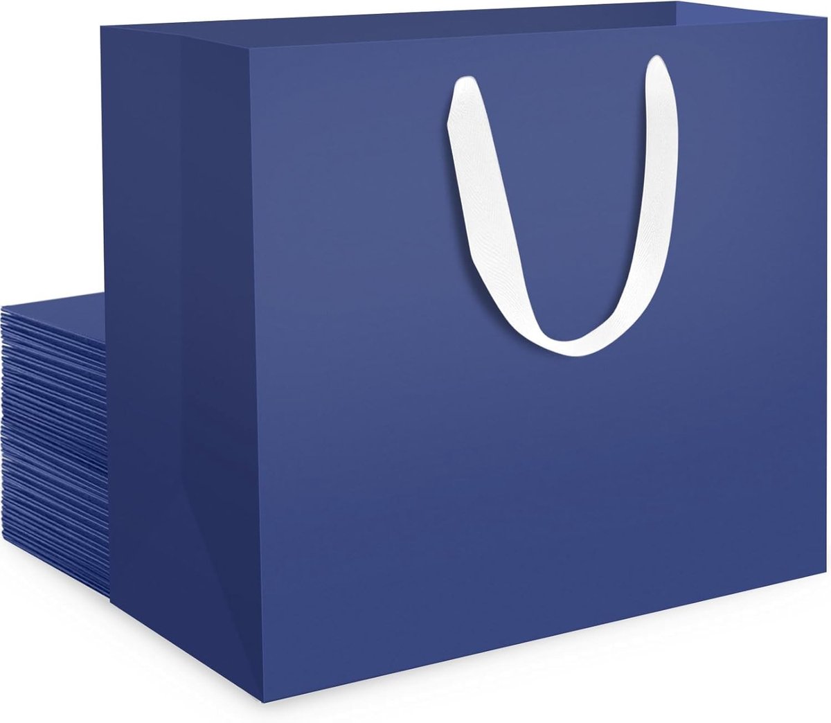 Papieren Cadeautassen met Handvatten - 20 Stuks Donkerblauwe Geschenktassen - Ideaal voor Verjaardagen, Feestjes en Boetieks - 32x11.5x28cm, 230GSM Kwaliteit