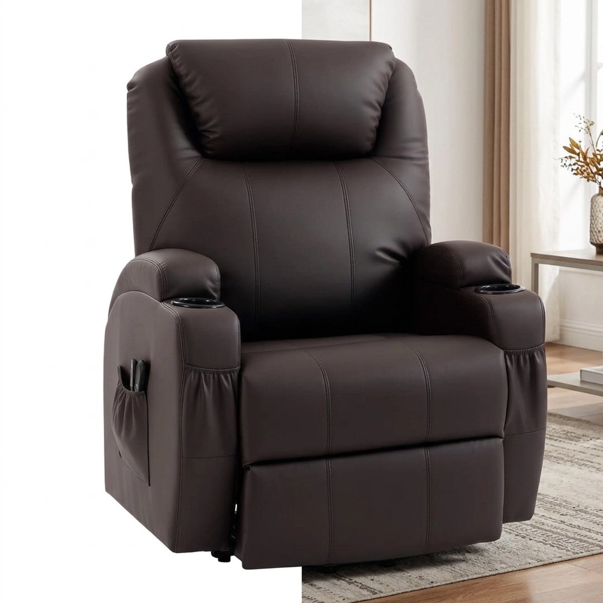 GranMaison Relaxfauteuil - Relaxzetel - Relaxstoel - Fauteuil - Stoel - Met armleuning - Voor één Persoon - Donkerbruin Donkerbruin versie 1