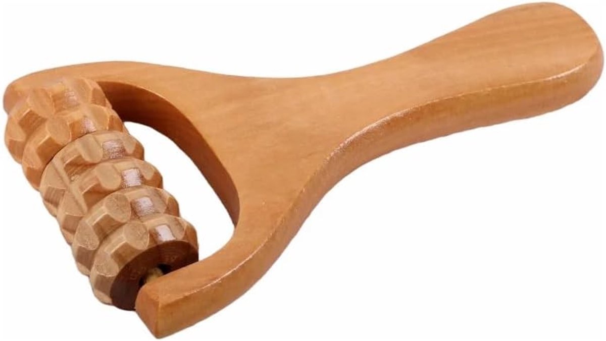Massageroller met handvat voor lichaam, gezicht en handen - Houten massageaccessoires voor ontspanning en pijnverlichting