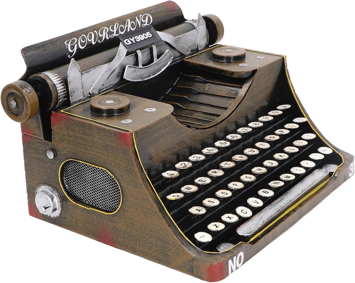 Antieke Typemachine Model, Klassieke Handmatige Schrijfmachine voor Thuisdecoratie, Vintage Schrijfmachine in Bruin, Retro Decoratie en Verzamelobject