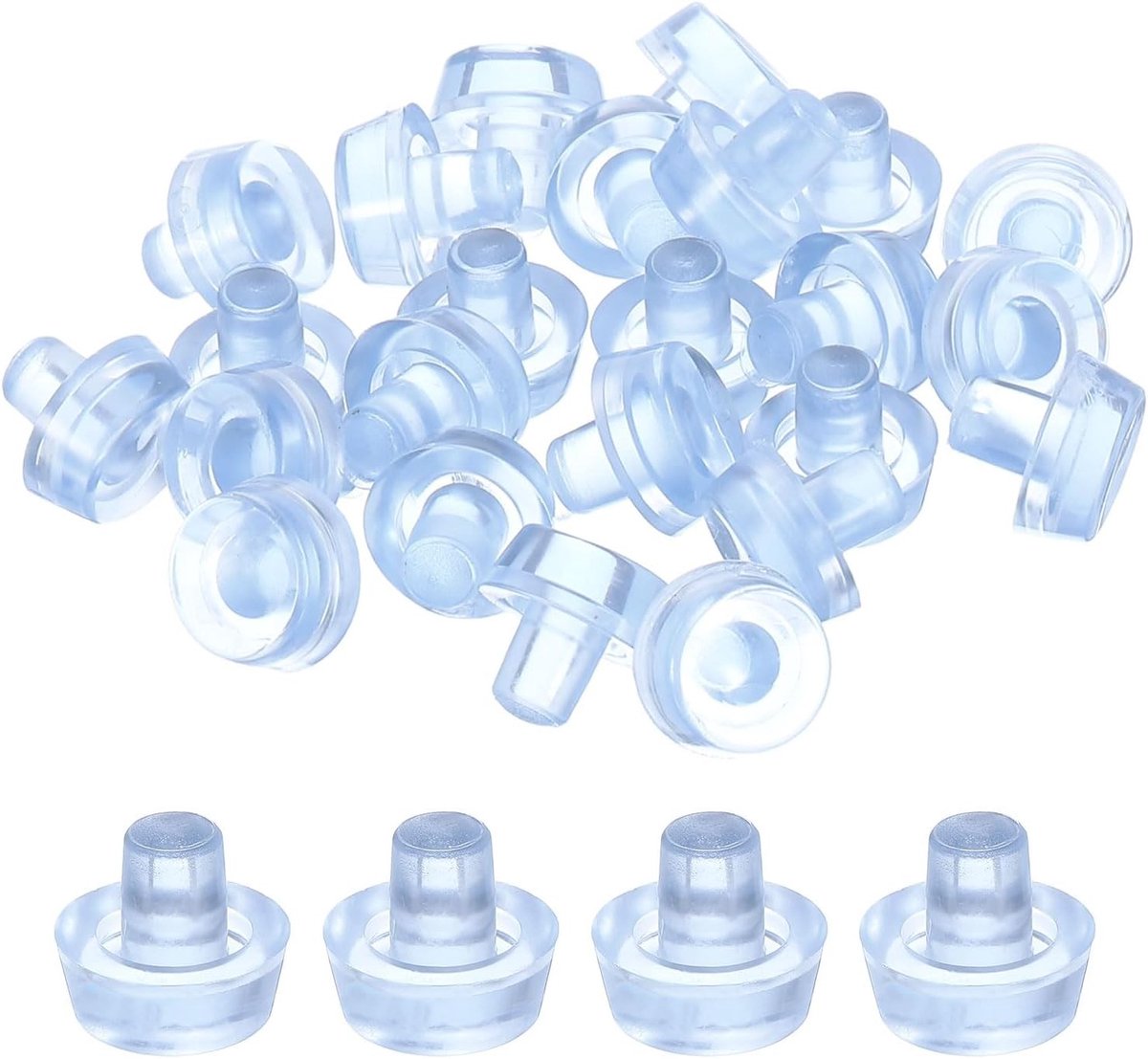 76pcs Rubber Stop Dampers met Handvat - 6mm Rubber Schokdempers voor Tuinmeubelen en Meubeldempers, Transparant en Duurzaam
