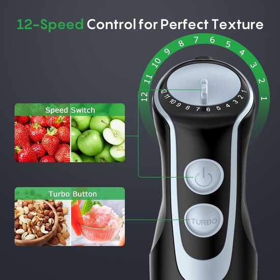 Staafmixer Set - Keuken Mixer - Maaltijden Bereiden - 1000W Krachtige Motor - 700ml Beker - Zilver — afbeelding 3