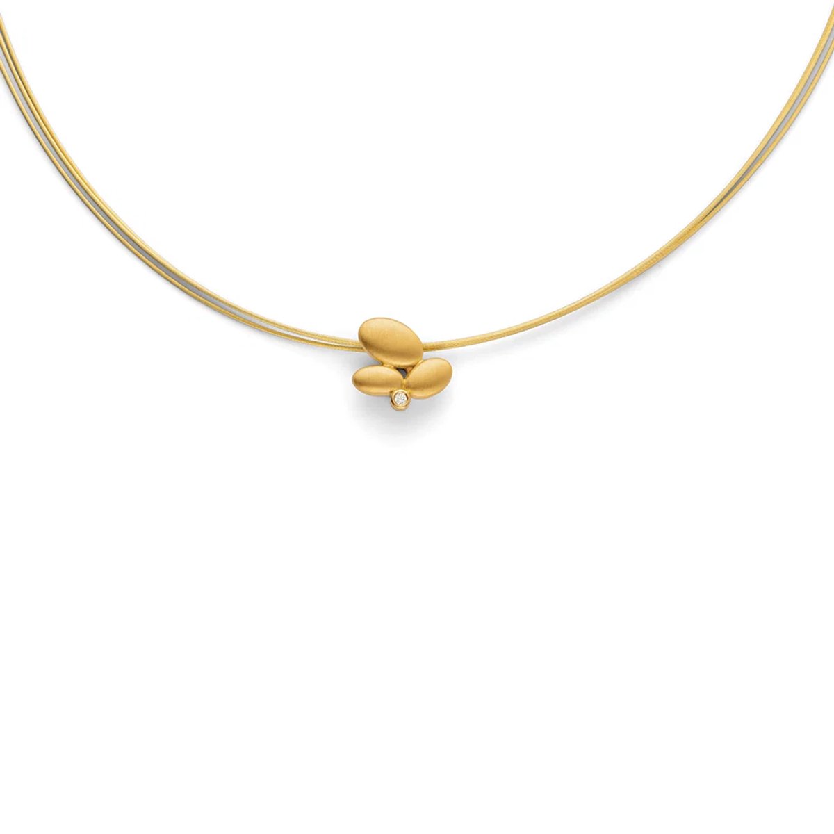 Bastian - Vergulde hanger met 12 draads spangcollier - 925/- pendant, gold-plated, matt, dia. 0,02ct W-SI