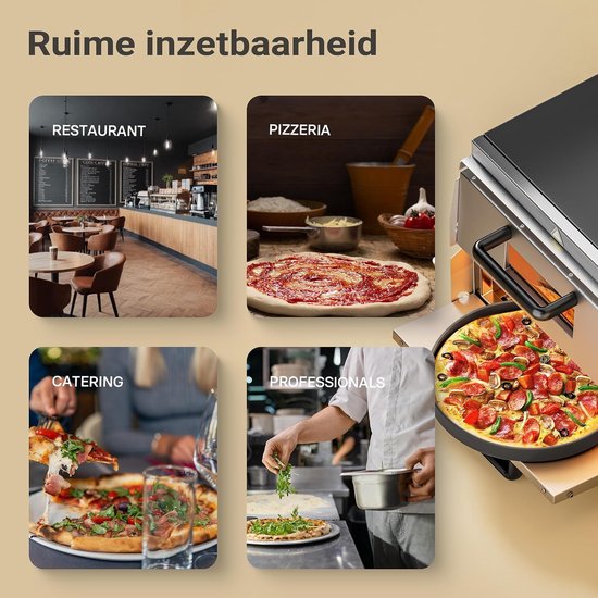 Elektrische Pizzaoven met 2 Niveaus - 3000W - Inclusief 2 Cordieriet Pizzastenen - Dubbele Bakoven met Kijkvensters - Voor Pizza en Brood — afbeelding 3