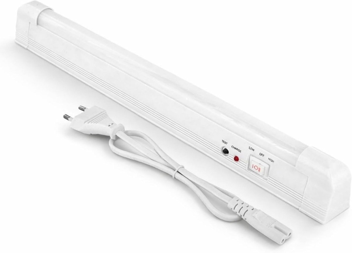 LED Noodlamp met Netsnoer - Wit - 300 x 20 x 30 mm - 2W met Lithium-ion Accu - Voor Veiligheid bij Stroomuitval