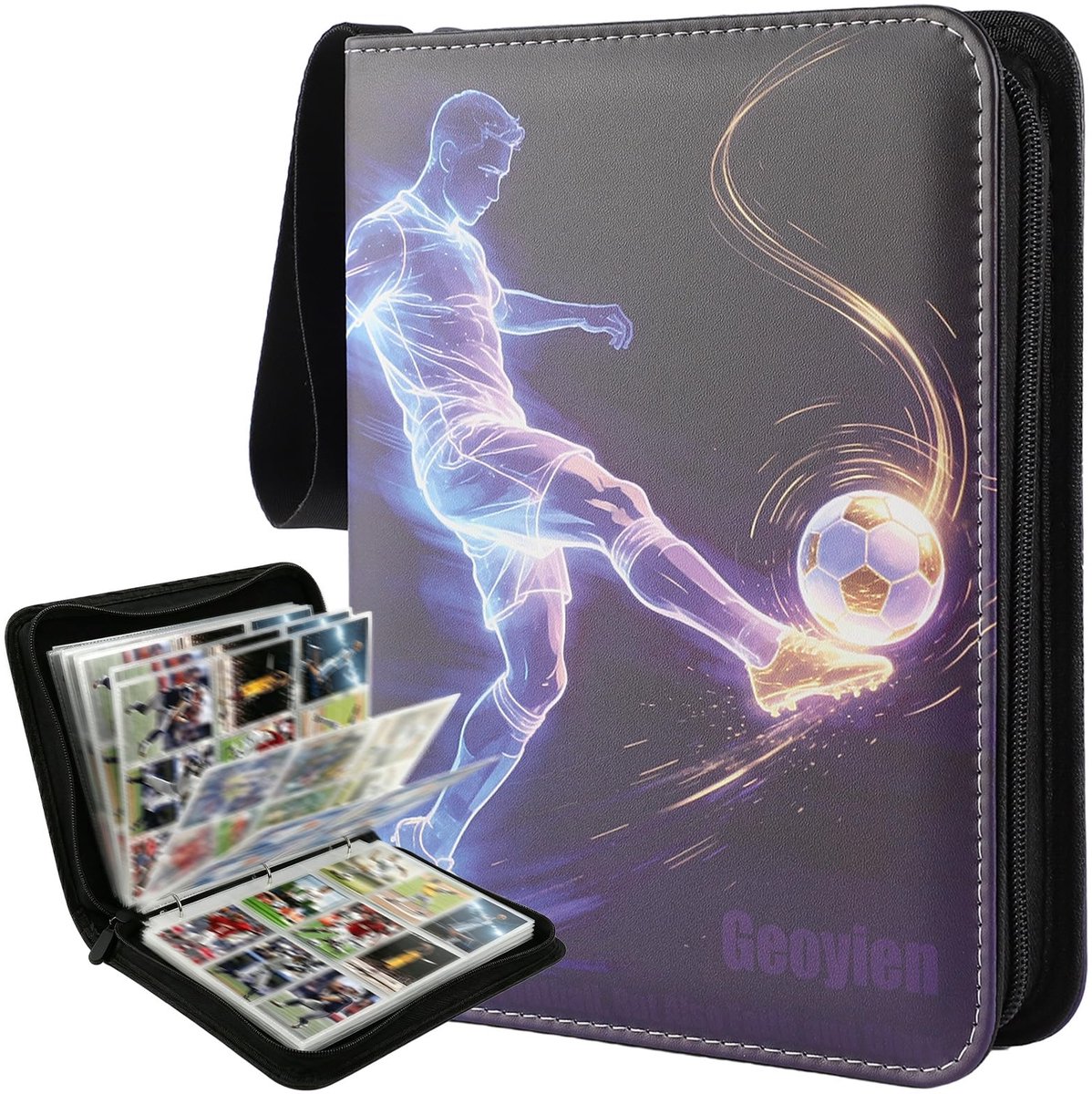 Geoyie Album kaarten, album voor voetbal, 50 pagina's, 6,7 x 9,1 cm voor standaard voetbalkaarten, verzamelkaarten - ShopVlot