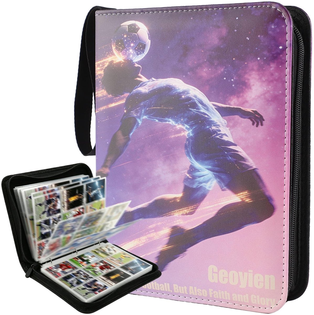 Geoyie Album kaarten, album voor voetbal, 50 pagina's, 6,7 x 9,1 cm voor standaard voetbalkaarten, verzamelkaarten - ShopVlot