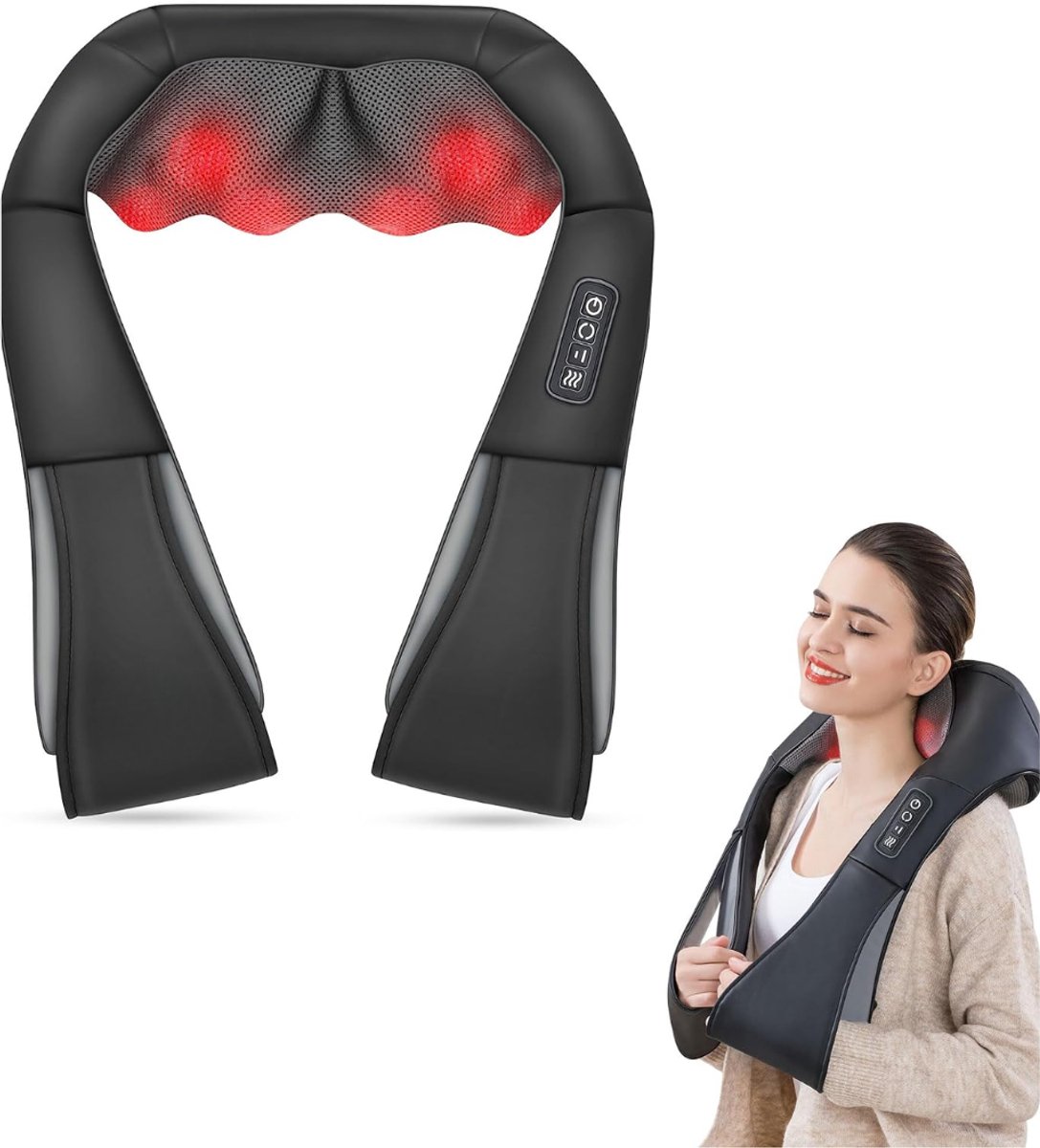 VALI® Nekmassage Apperaat - 4D - Nekmassage Apparaat Draadloos - Elektrisch Nekmassage Apparaat - Zwart - 19cm x 23cm x 40cm
