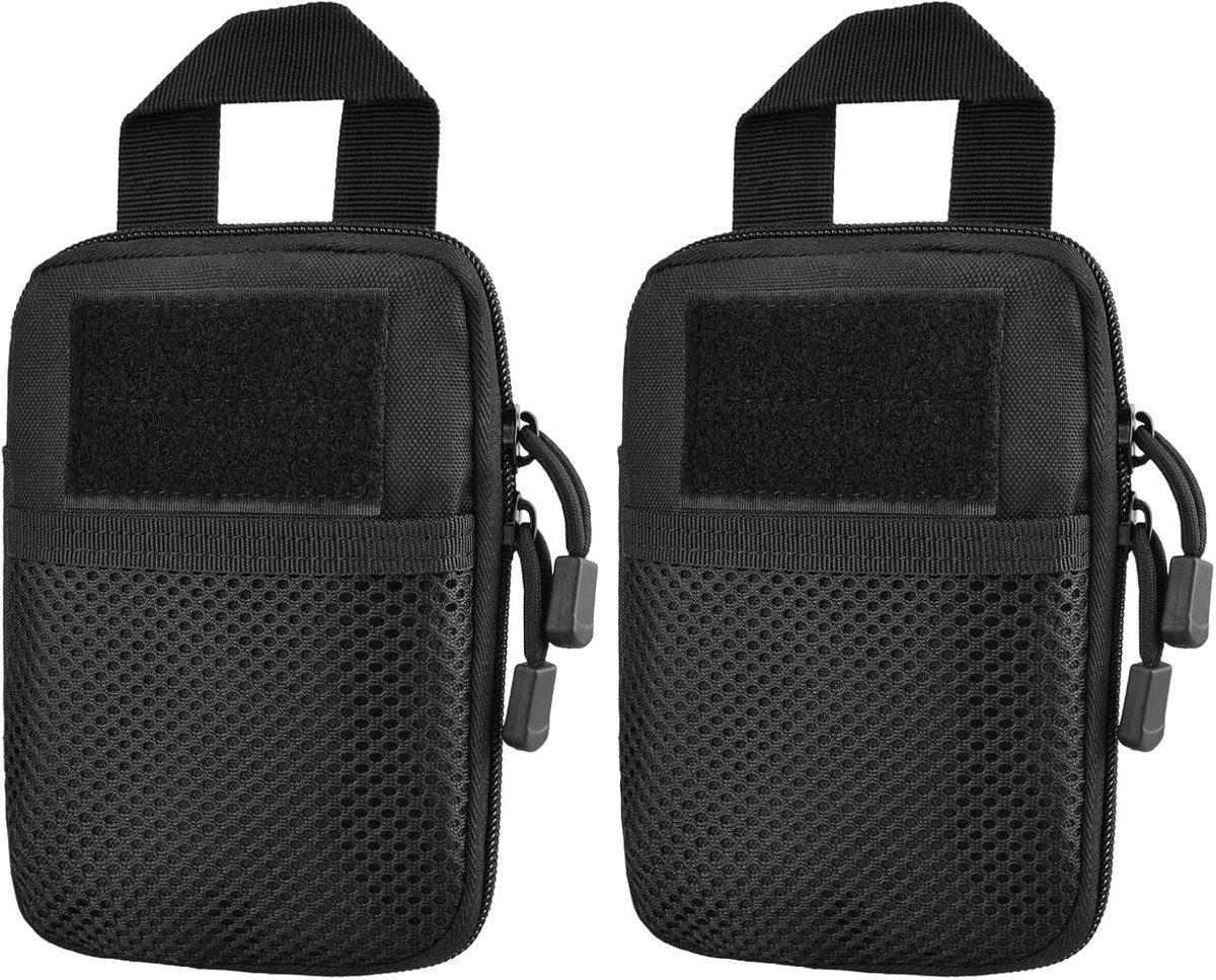 Tactische Heuptassen voor EDC - Multifunctionele Compacte Heuptas voor Mobiele Telefoon, Ideaal voor Kamperen, Wandelen en Reizen (Zwart, 2 Stuks)