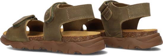 Bruine Develab sandalen met klittenbandsluiting en kurken zool.