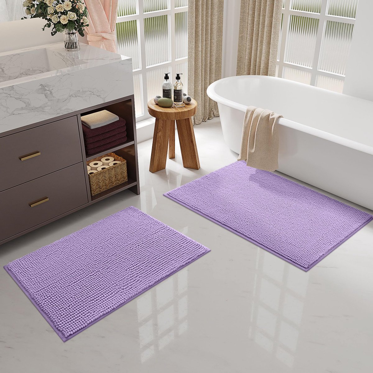 Badmat antislip 50 x 80 cm - Chenille badkamertapijt - Zacht en comfortabel - Voorkomt uitglijden - ShopVlot