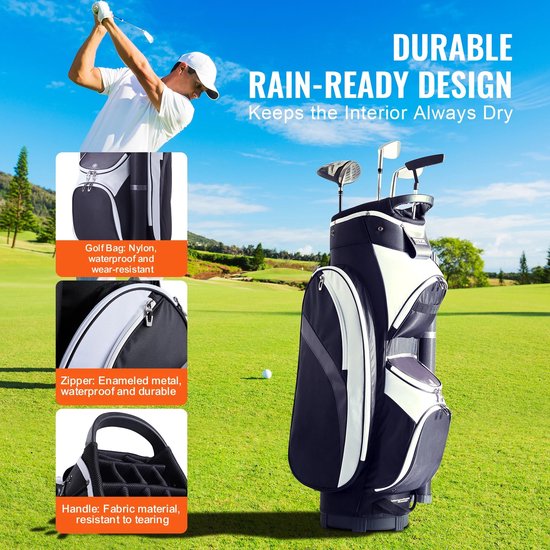 SucceBuy 36" Golftas - 14-vaks - Waterdicht 600D Nylon - Draagbaar - Cardbag - Golfstandaard - Voor hheren en dames — afbeelding 4