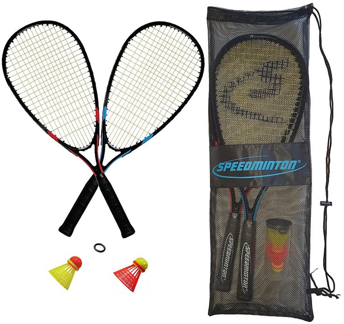 Speedminton Recreatie Set - Crossminton / Speedbadminton - Blauw/Zwart - Inclusief Rackets & Accessoires