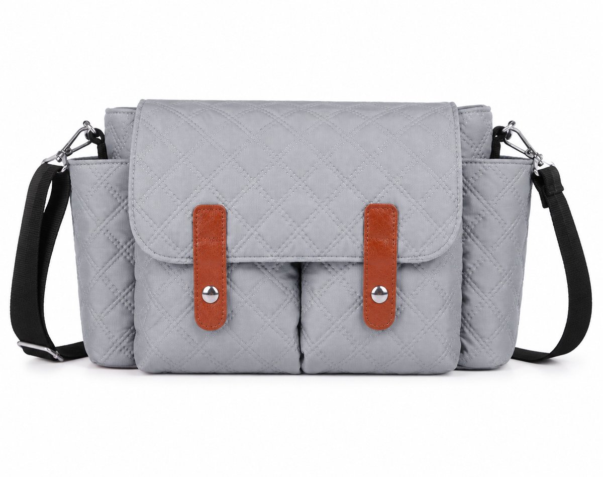 Kinderwagen Organizer – Luiertas voor Kinderwagen – Universele Kinderwagen Tas – Baby Tas met Veel Vakken – Verstelbare Klittenbandbevestiging – Waterafstotend – Grijs