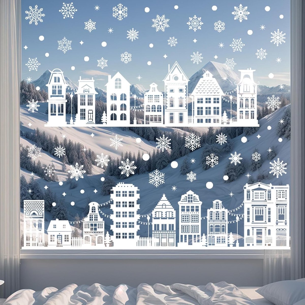 Raamstickers - Kerst - 20 x 30 cm - Dubbelzijdig Bedrukt - Voor Decoratie