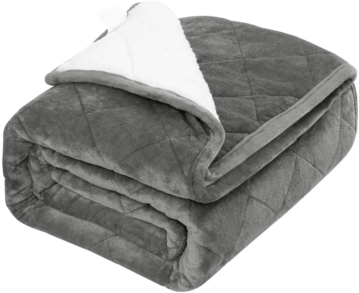 Klarven Gewogen deken therapeutisch 150x200cm 9kg - Betere slaap en minder stress - Dubbelzijdig flanel sherpa - 150 x 200 cm 9 kg Grijs/antraciet