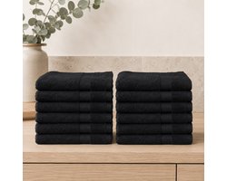 The Linen Room Gastendoekjes – 30 x 30 cm – Set van 12 – 100% Katoen – 600 GSM Dubbelgetwijnd 20/2 Garen – OEKO-TEX® – Zacht & Absorberend – Antraciet