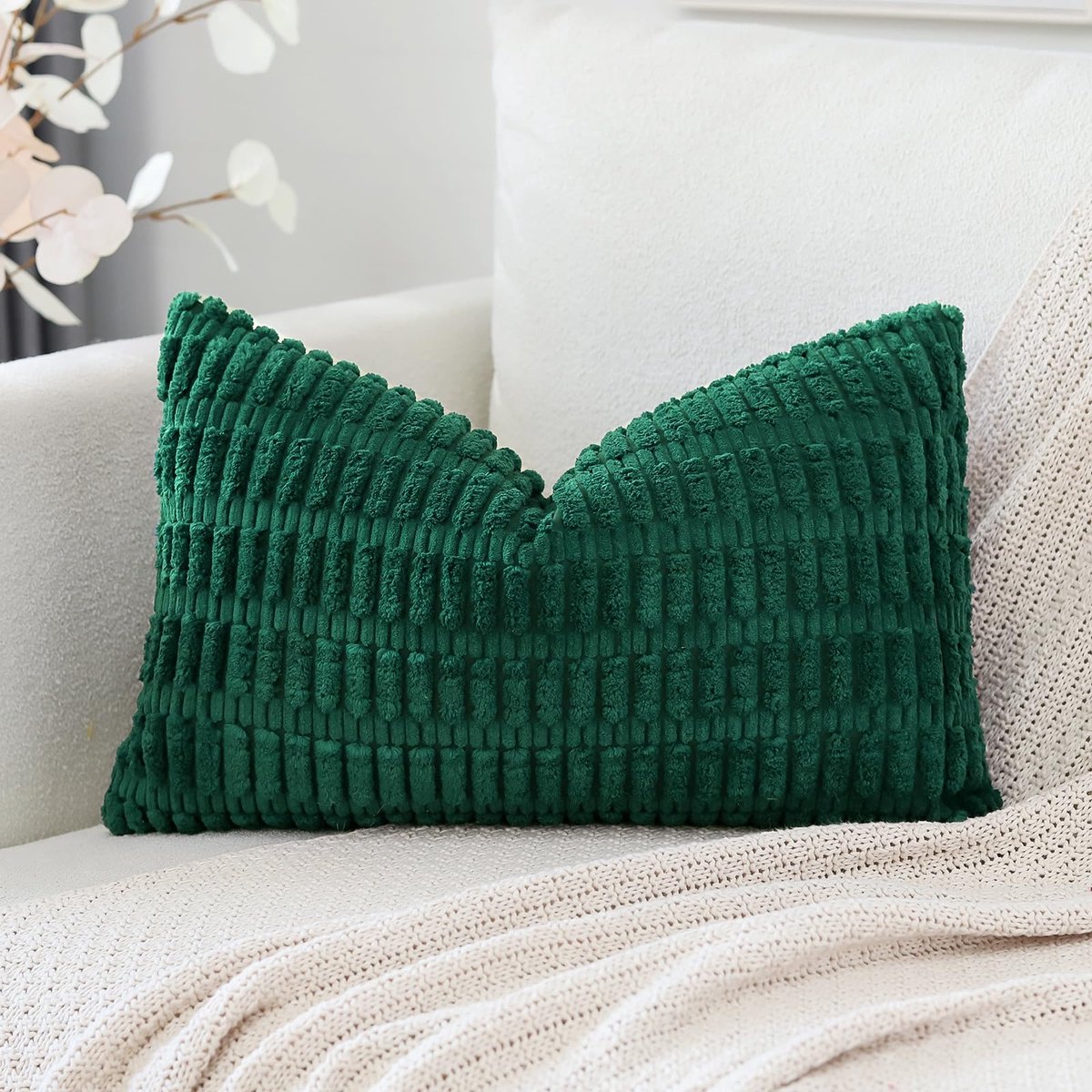 Artscope Corduroy set van 1 kussenhoes 30 x 50 cm, superzacht, boho, gestreepte lendenkussenhoezen, decoratieve - ShopVlot